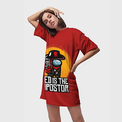 Женская длинная футболка Red Is The Impostor / 3D-принт – фото 3