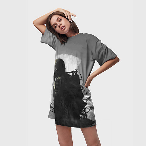 Женская длинная футболка СТАЛКЕР 2 / 3D-принт – фото 3