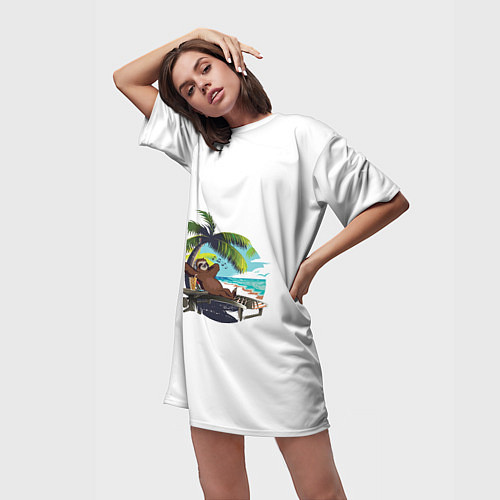 Женская длинная футболка Отпуск / 3D-принт – фото 3