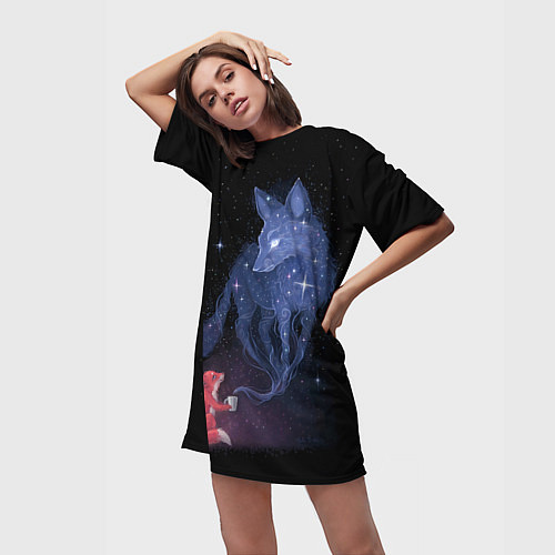 Женская длинная футболка Лиса и ее дух / 3D-принт – фото 3