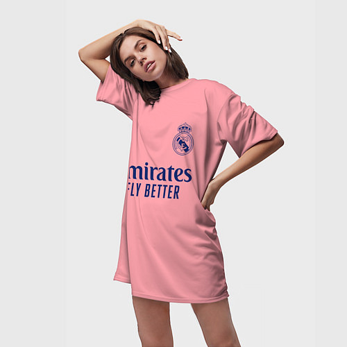 Женская длинная футболка REAL MADRID, выездная 2021 / 3D-принт – фото 3