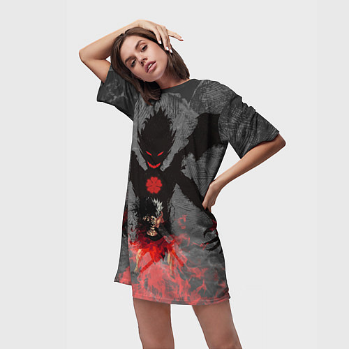 Женская длинная футболка Черный клевер / 3D-принт – фото 3
