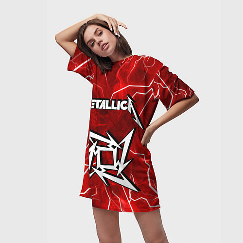 Женская длинная футболка METALLICA / 3D-принт – фото 3