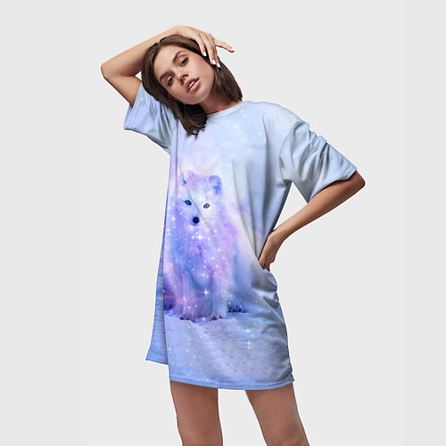 Женская длинная футболка Полярная Лисица / 3D-принт – фото 3