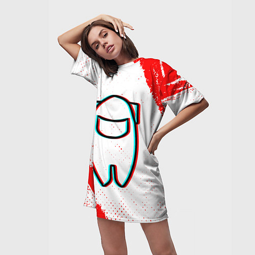 Женская длинная футболка AMONG US АМОНГ АС / 3D-принт – фото 3
