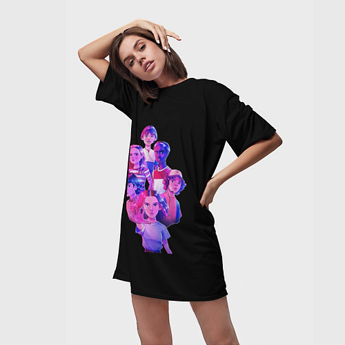Женская длинная футболка ОЧЕНЬ СТРАННЫЕ ДЕЛА / 3D-принт – фото 3