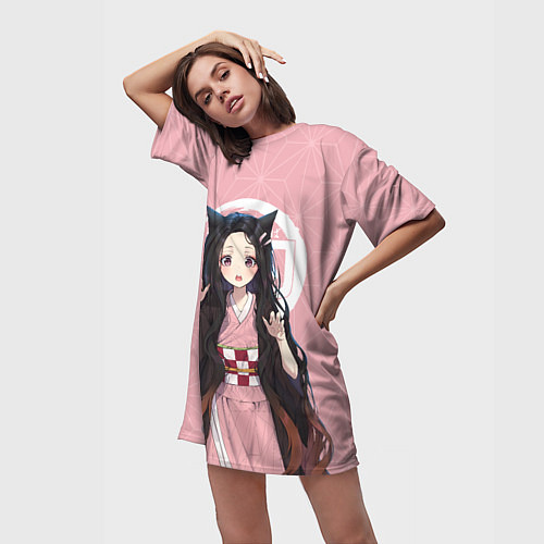 Женская длинная футболка Nezuko / 3D-принт – фото 3