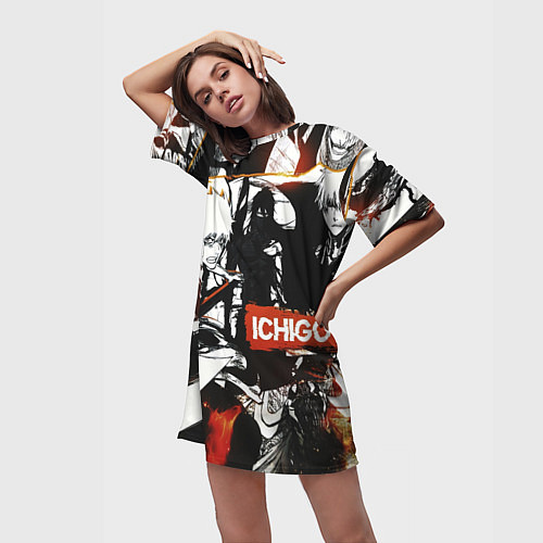Женская длинная футболка Bleach Блич Ичиго Курасаки / 3D-принт – фото 3