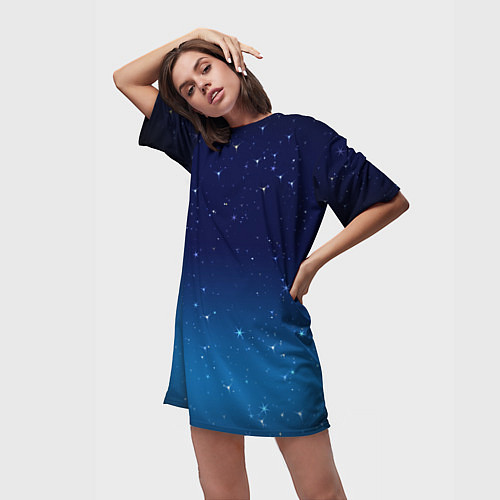 Женская длинная футболка Звездное небо / 3D-принт – фото 3
