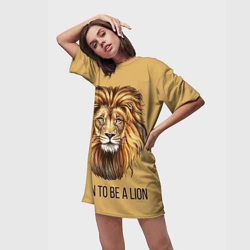 Женская длинная футболка Рождённый быть львом / 3D-принт – фото 3