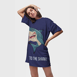 Футболка женская длинная Улыбнись акуле, цвет: 3D-принт — фото 2