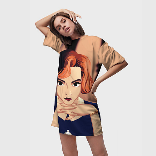 Женская длинная футболка Ход Королевы / 3D-принт – фото 3