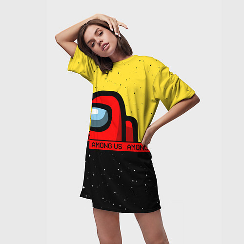 Женская длинная футболка AMONG US Амонг Ас / 3D-принт – фото 3