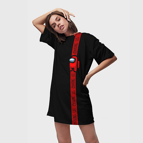 Женская длинная футболка AMONG US / 3D-принт – фото 3