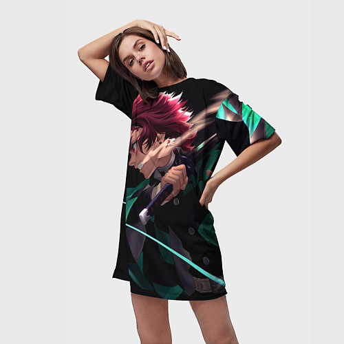 Женская длинная футболка ТАНДЖИРО / 3D-принт – фото 3