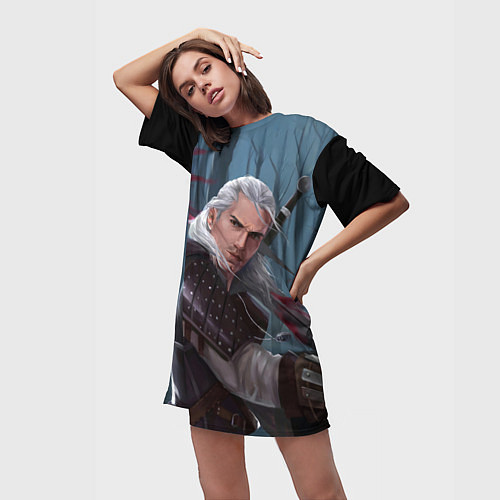 Женская длинная футболка Ведьмак 2 / 3D-принт – фото 3