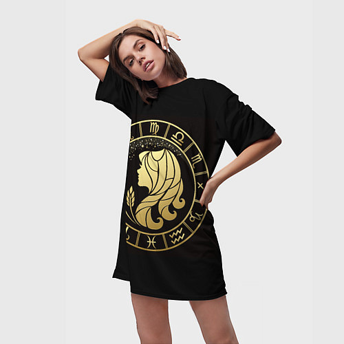Женская длинная футболка Дева в золотом стиле / 3D-принт – фото 3