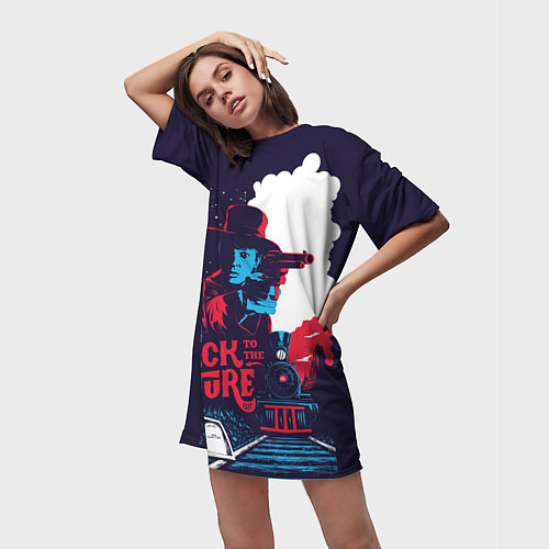 Женская длинная футболка Назад в будущее / 3D-принт – фото 3
