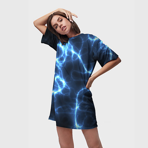 Женская длинная футболка Электро / 3D-принт – фото 3