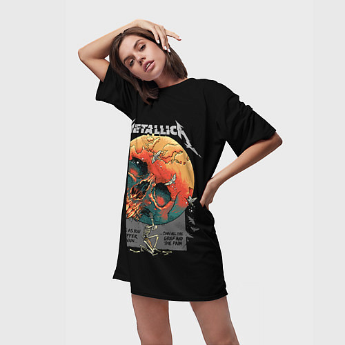 Женская длинная футболка Metallica / 3D-принт – фото 3
