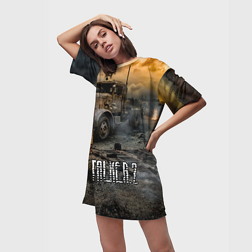 Женская длинная футболка Stalker 2 Мертвый город / 3D-принт – фото 3