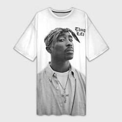 Футболка женская длинная 2pac Thug Life, цвет: 3D-принт