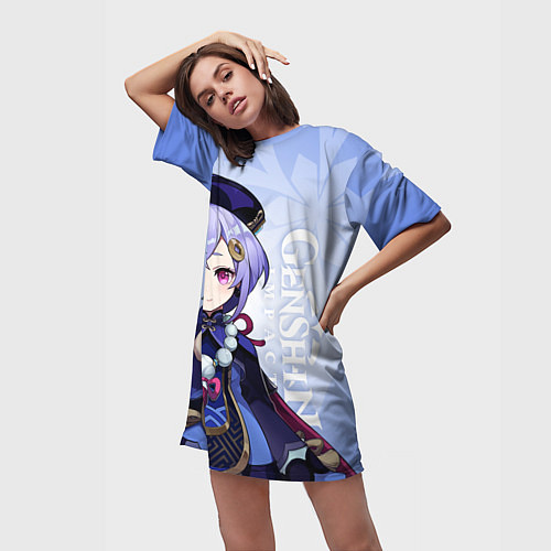 Женская длинная футболка GENSHIN IMPACT, ЦИ ЦИ, / 3D-принт – фото 3