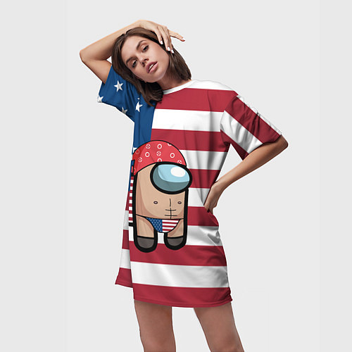 Женская длинная футболка Among Us American Boy Z / 3D-принт – фото 3