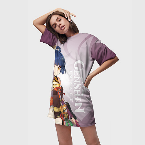 Женская длинная футболка GENSHIN IMPACT, СЯН ЛИН / 3D-принт – фото 3