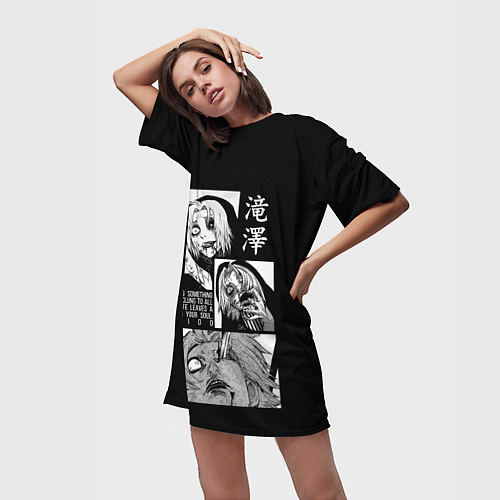 Женская длинная футболка Сейдо / 3D-принт – фото 3