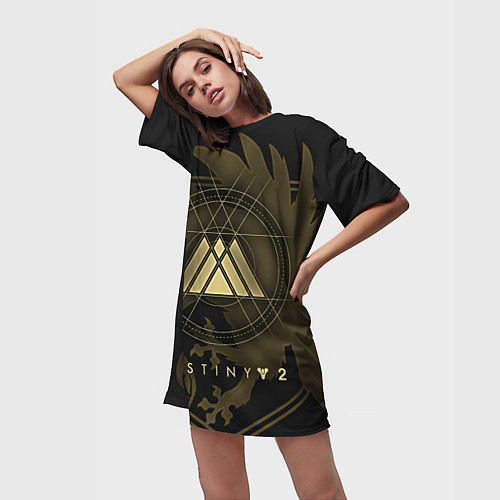 Женская длинная футболка DESTINY, WARLOCK / 3D-принт – фото 3