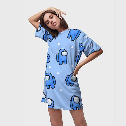 Женская длинная футболка Among Us - Синий цвет / 3D-принт – фото 3
