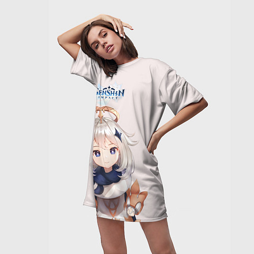 Женская длинная футболка Paimon / 3D-принт – фото 3