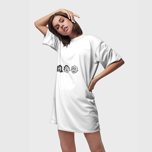 Женская длинная футболка DEMON SLAYER / 3D-принт – фото 3