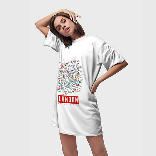 Женская длинная футболка Лондон / 3D-принт – фото 3