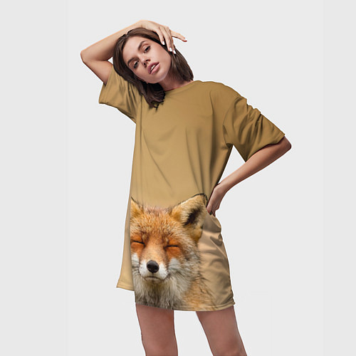 Женская длинная футболка Милая лисичка / 3D-принт – фото 3