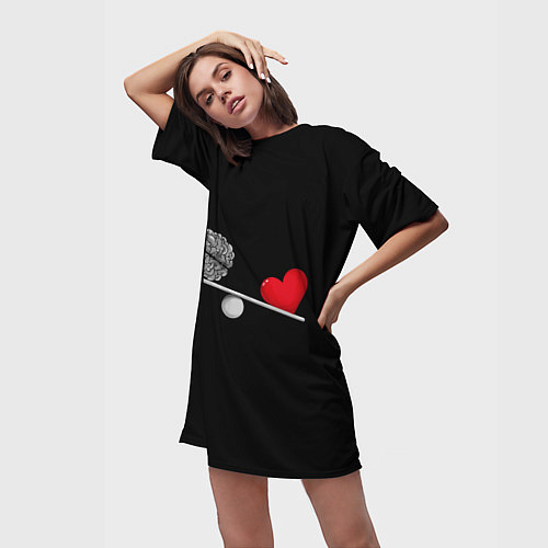 Женская длинная футболка Слушай Сердце / 3D-принт – фото 3
