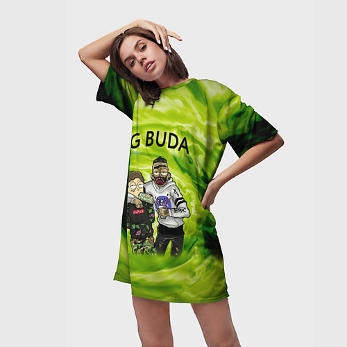 Женская длинная футболка Репер - OG Buda / 3D-принт – фото 3