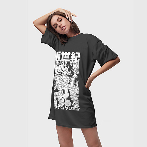 Женская длинная футболка Евангилион / 3D-принт – фото 3