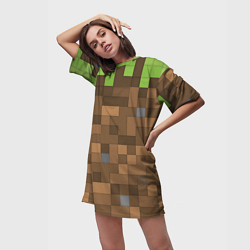 Женская длинная футболка Minecraft камуфляж / 3D-принт – фото 3