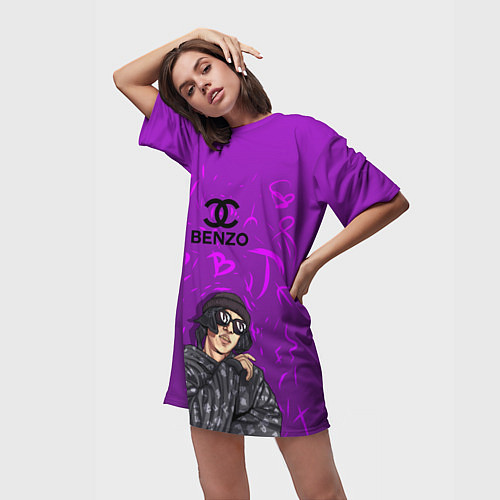 Женская длинная футболка Big Baby Tape Benzo Gang / 3D-принт – фото 3