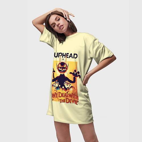 Женская длинная футболка Cuphead / 3D-принт – фото 3