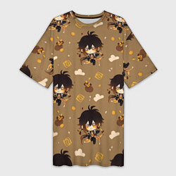 Футболка женская длинная Чиби Чжун Ли, цвет: 3D-принт