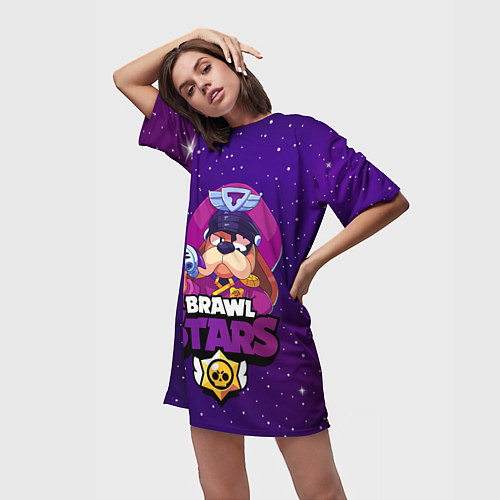 Женская длинная футболка Brawl Stars - Генерал Гавс / 3D-принт – фото 3