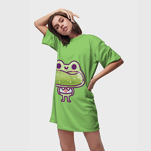 Женская длинная футболка Стеклянная лягушка / 3D-принт – фото 3