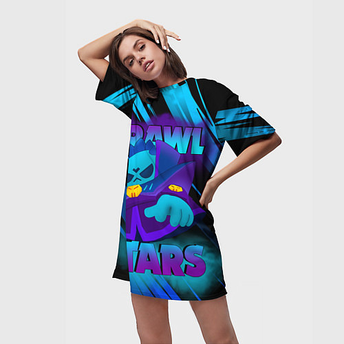 Женская длинная футболка Тёмный Лорд Спайк BRAWLSTARS / 3D-принт – фото 3