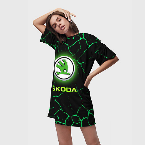 Женская длинная футболка SKODA / 3D-принт – фото 3