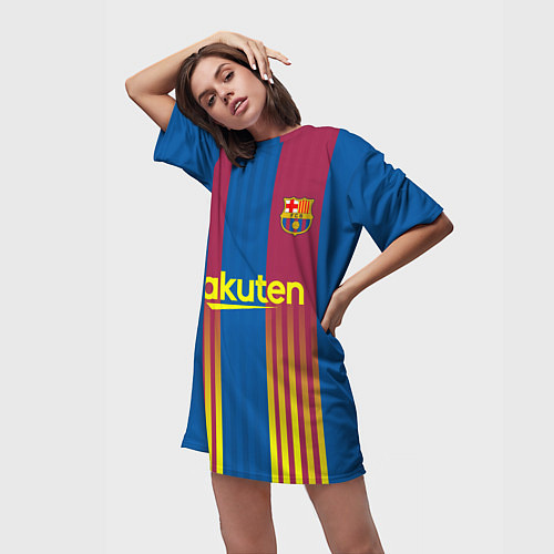 Женская длинная футболка FC Barcelona El Clasico La Liga 202122 / 3D-принт – фото 3