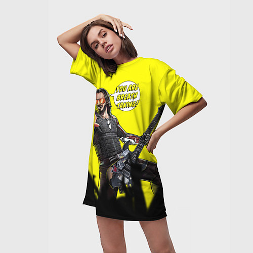 Женская длинная футболка Cyberpunk 2077 Breathtaking / 3D-принт – фото 3