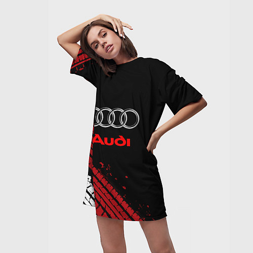 Женская длинная футболка AUDI / 3D-принт – фото 3